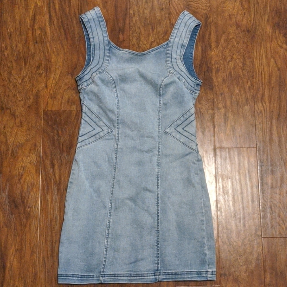 Neon Blonde Denim Tight Dress